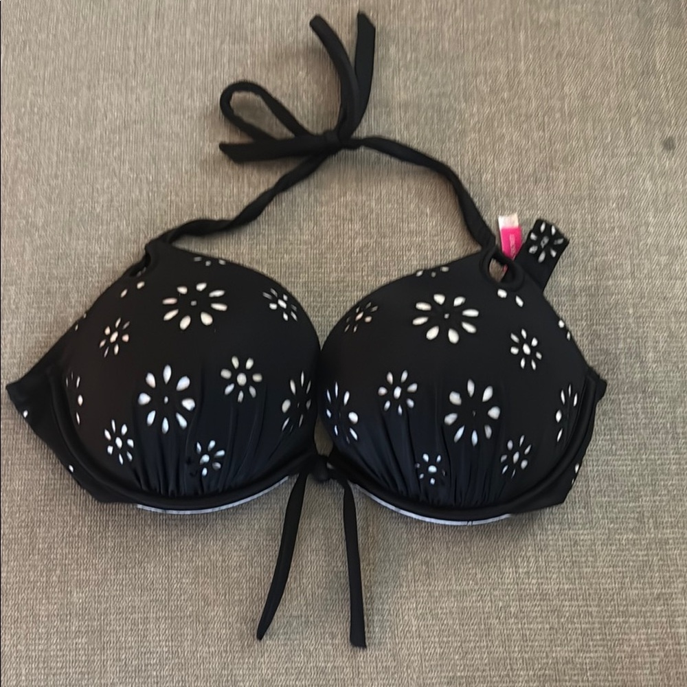 Victoria’s Secret Black Floral Bikini Top